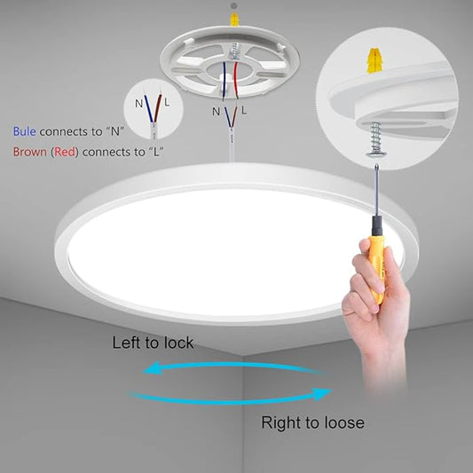 9 inch LED Flush Mount Ceiling Light Fixture, 5000K Daylight White 18W Flat Modern Ceiling Lighting, 1800LM Ceiling Lamp for Bathroom Porch, Kitchen, Bedroom, Living Room, Hallway