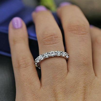 BeBold 3.2ct Round Cut Simulated Diamond CZ Wedding Ring Band White Gold Plated Full Eternity