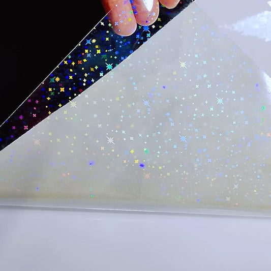 20 Sheets Stars Holographic Sticker Paper A4 Size Rainbow Laminating Film Holographic Self-Adhesive Laminted Film