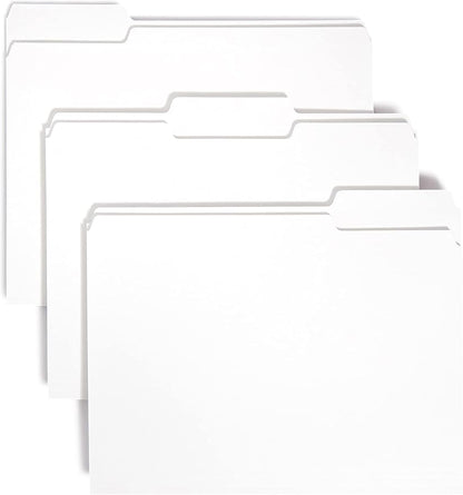 Smead Standard File Folders, 100 Count, White, 1/3-Cut Tabs, Letter Size (12843)