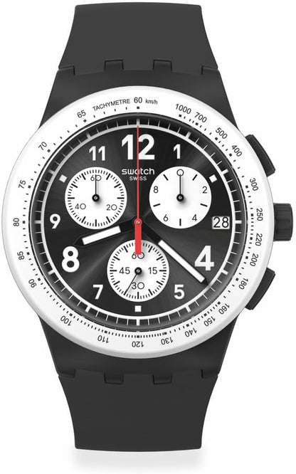 Swatch Chrono 42 Unisex Watch Dress Stainless Steel Black Automatic Waterproof Nothing Basic About Black