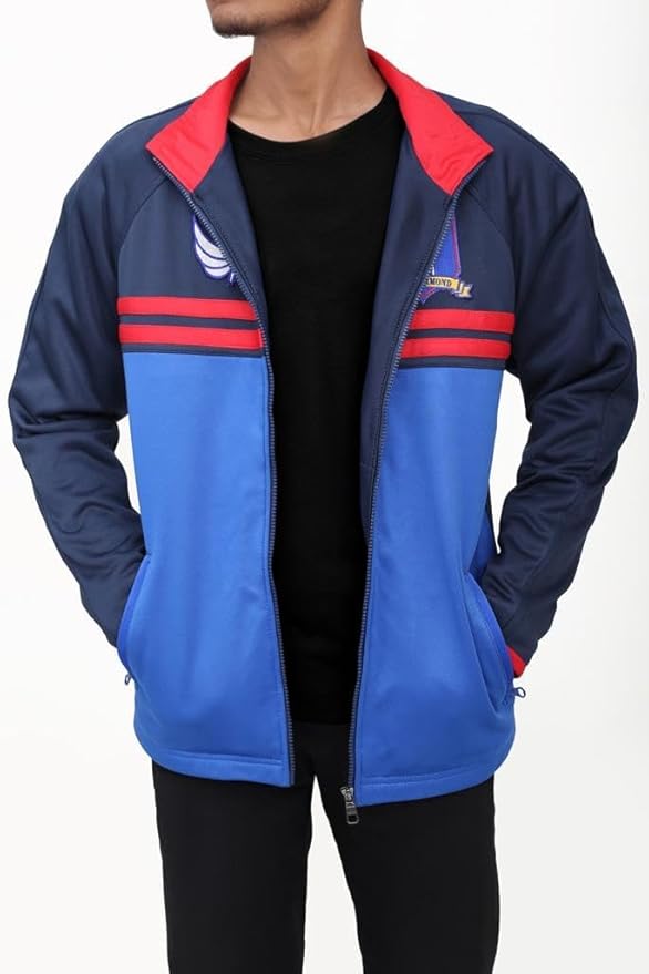 Mens Track Lightweight Football Coach Track Blue Polyester Jacket