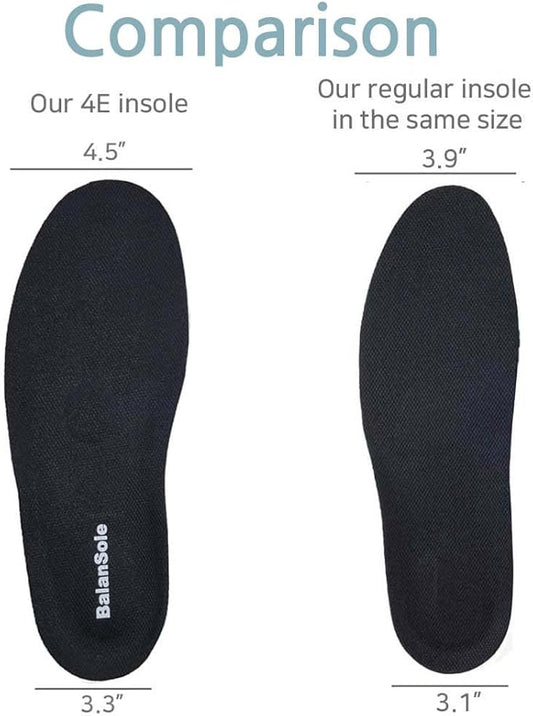 Wide Fit Insoles for Men 4E EEEE (Black)