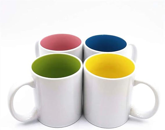 Outer white inner color straight ceramic cup 11oz color glaze mug (yellow)