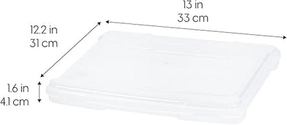 IRIS USA Portable Board Game Organizer Plastic Project Storage Case Box with Snap-Tight Latch, 10-Pack, Fits 8.5" x 11" Papers, for Games Puzzle Magazine A4 Paper Craft Hobby Art Supplies, Slim,Clear