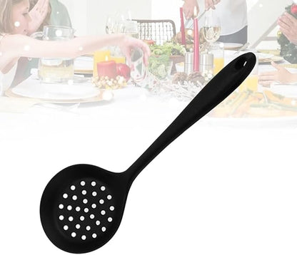 DOITOOL Large Slotted Spoon for Serving Soup Sieve Skimmer Silicone Colander Handle Non-stick Hot Pot Spoon for Cooking