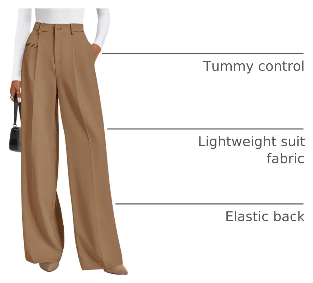PRETTYGARDEN Womens Wide Leg Dress Pants 2026 Business Casual Flowy Work Palazzo Pants High Waisted Slacks Trouser
