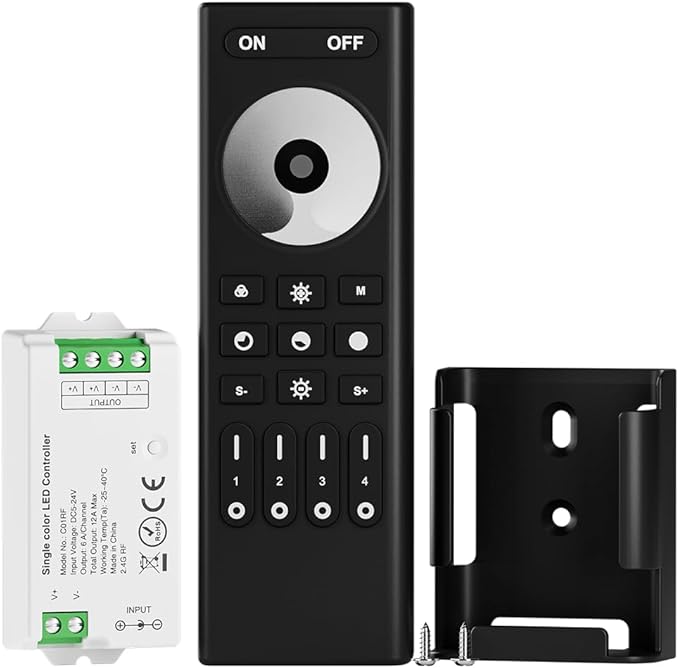 BTF-LIGHTING 5050SMD FCOB COB Dimming RF 2.4GHz Wireless Remote RC01RFB  C01RF Tuya Controller Kit 4 Zones Group Control PWM Single Color (V -V) 2pin LED Strip Neon Rope Light DC5V DC12V DC24V