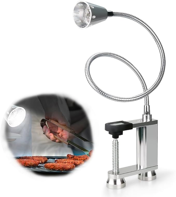 Jhua Grill Lights for Outdoor Grill BBQ Light 12 LED Super Bright Grill Light Battery Operated, 24“ 360° Flexible Neck, Clip On Outdoor Barbecue Lamp with Magnet, for Barbecue Grilling Table Workbench