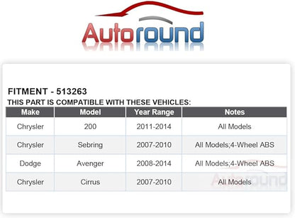 Autoround 513263 Front Wheel Hub and Bearing Assembly (ABS Encoder) Fit for Chrysler 200 2011-2014, SebringCirrus 2007-2010, Dodge Avenger 2008-2014 5 Lug