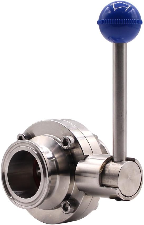 DERNORD Sanitary Butterfly Valve with Pull Handle Stainless Steel 304 Tri Clamp Clover (2 Inch)
