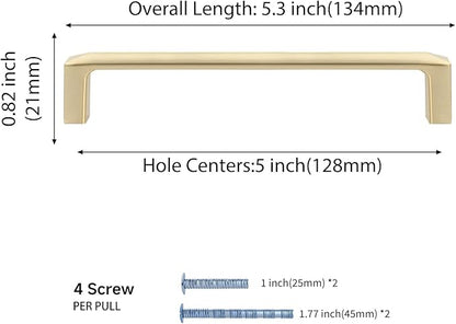 Haidms 2 Pack Gold Cabinet Pulls Kitchen Cabinet Handles Gold Drawer Pulls, Brushed Gold Drawer Handles for Cabinet Kitchen Drawer Pulls 5 inch Hole Centers