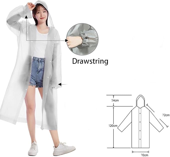 Adult Men's And Women's Raincoat, Reusable Hooded Raincoat Jacket For Camping And Hiking
