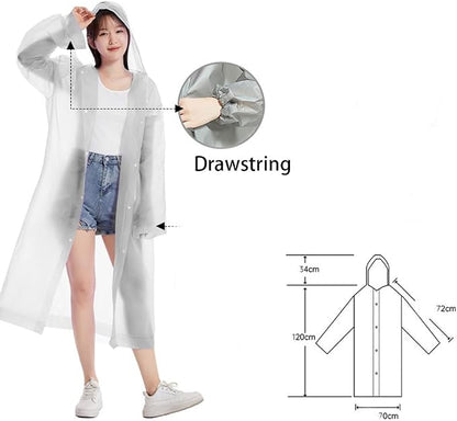 Adult Men's And Women's Raincoat, Reusable Hooded Raincoat Jacket For Camping And Hiking