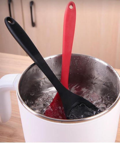 Silicone Spatulas for Cooking Non-Stick Pizza Shovel Beef Meat Egg Scraper Heat-Resistant Turners Tools Cookware for Egg, Pancake, Steak (Black)