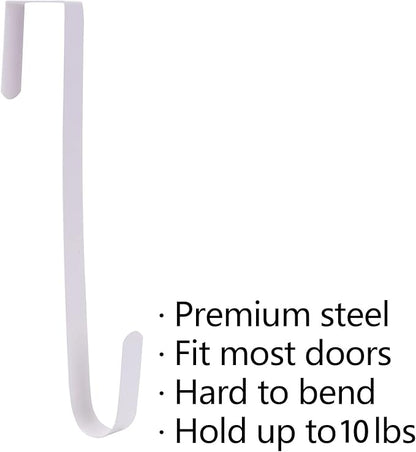 Sattiyrch 12" Wreath Hanger for Front Door,Steel Over The Door Hanger Hook,Wreath Door Hanger (White,1)