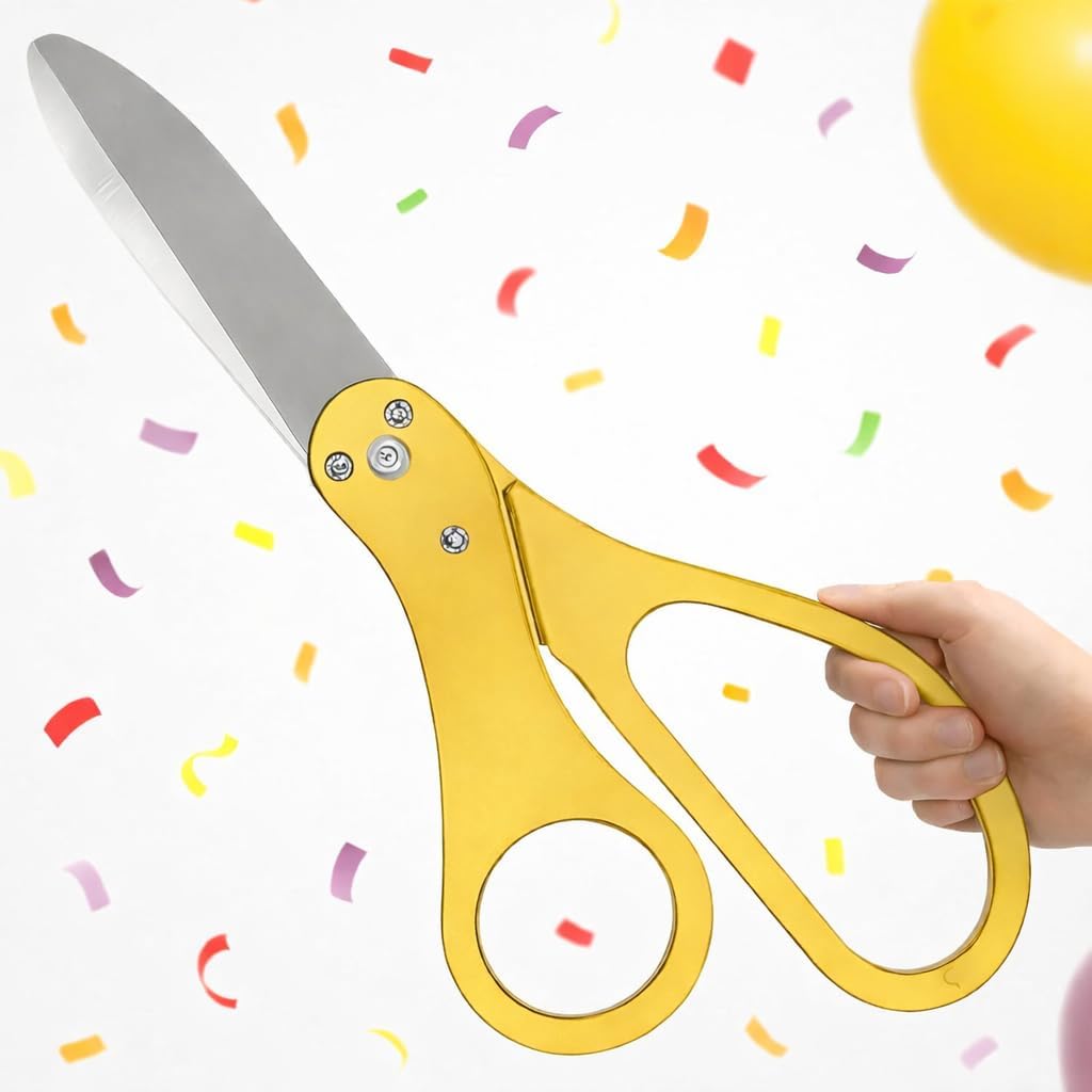 20" Gold Scissors for Grand Opening – Gold Giants Ribbon Cutting Scissors for Special Events Inaugurations and Ceremonies Giant Shears for Opening Ceremony Heavy Duty Shears