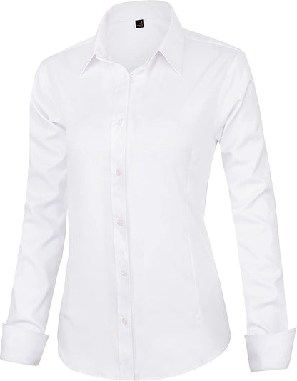 J.VER Womens Dress Shirts Long Sleeve Button Down Shirt Wrinkle-Free Business Casual Blouse Office Work Tops 2K+ bought in past month