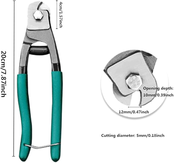Cable Wire Cutters Scissors Plier Tool, Bicycle Accessories Repair Tool, 8 Inch Small Wire Rope Cutter Tool for Stainless Steel Wire Rope, Bike Brake Cable, Railing Cable