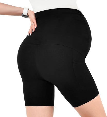 Light Pink Color Deal: Walifrey Women's Maternity Shorts with Pockets Over The Belly,Pregnancy Yoga Pants Activewear Biker Shorts Casual