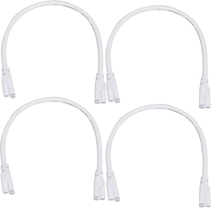 T5 T8 Extension Cords,4PCS Double End LED Lamp Connecting Wire,3-Prong Extended Power Cable Compatible with Integrated LED Tube Light,Under Cabinet Light,White