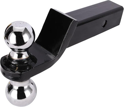 Double Ball Welded Tow Ball Bracket, 2 inches (5000 lbs) and 2-516 inches (7500 lbs) - Drop 2 inches, length 8-14 inches, hollow, black powder coated