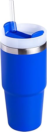14 OZ tumbler with straw, Double Vacuum Stainless Steel Water Bottle for Home, Office or Car - Iced Coffee Cup Reusable,Thermos Travel Coffee Mug,Keep HotCold for Hours (Iris)