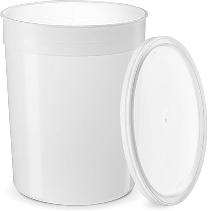 Comfy Package [6 Sets -128 oz. Disposable Plastic Food Storage Deli Containers with Lids, Ice Cream Bucket & Soup Pail