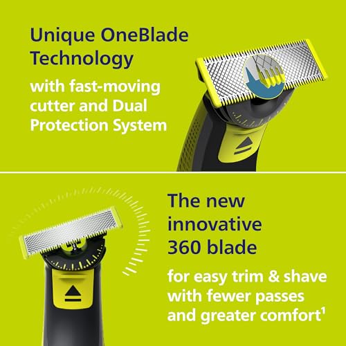Philips Norelco One 360 Hybrid Face, Electric Beard Trimmer and Shaver, with 360 Technology, 1x 360 for Face, 5in1 Adjustable Comb, Model QP2724/90