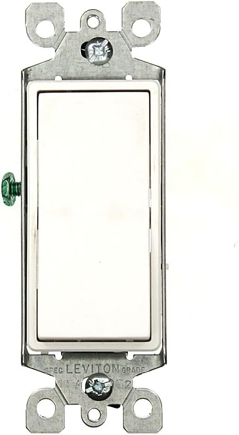 Leviton 15 Amp, 120/277 Volt, Decora Rocker 3-Way AC Quiet Switch, Residential Grade, Grounding, 5603-2W, White