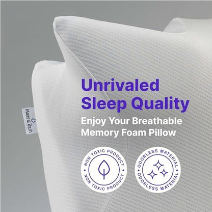 MAAS & BATH Ergo Z Pillow Comfort Set - Ergonomic Memory Foam Pillow with Premium Removable Washable Cotton Pillowcase