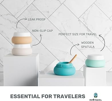Travel Containers for Toiletries - Small Travel Containers for Creams - 4 Pack of 20mL TSA Approved Travel Bottles with Clear Bag, Leak-Proof Silicone Travel Jars for Toiletries (Mountain)