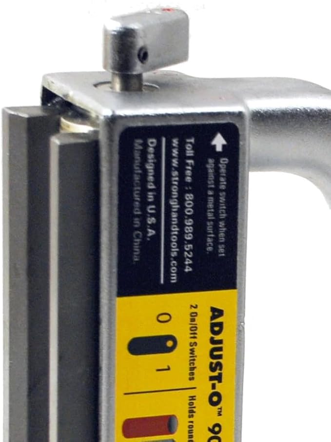 Strong Hand Tools Adjust-O 90 Dual Switch Magnetic Fabrication Square, OnOff Switches, Max. Pull Force: 120 LBS, Dimension: 6 x 6 x 1-12, MS2-80