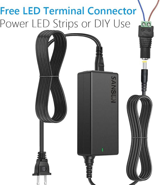 12V 5A Power Supply, AC 120V to DC12V 5.5x2.1mm Jack Converter, 12 Volt LED Driver 60W Adapter Transformer for Strip Lights, Surveillance Cameras, External HDD, Monitor, CCTV (Pack of 2)