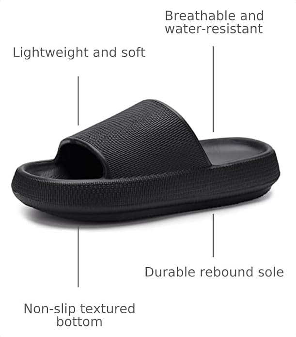 WHITIN Women's Slides with Cushioned Thick Sole Slippers for Home Wear Y13 | Comfort for Daily Wear, Waterproof & Easy to Clean, Indoor & Outdoor Versatility, Lightweight EVA for All-Day