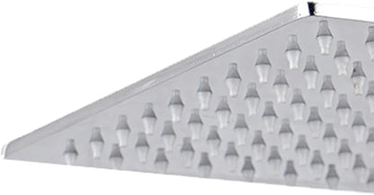 Stainless Steel Silicone Nozzle Shower Head, Adjustable Angle Square High-Pressure Rainfall Showerhead Replacement, 8 Inches