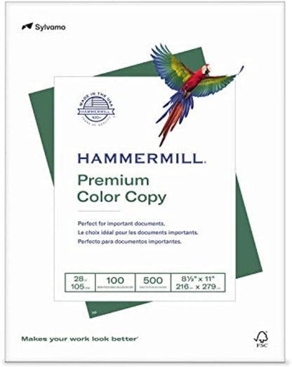 Hammermill Printer Paper, Premium Color 28 lb Copy Paper, 8.5 x 11-1 Ream (500 Sheets) - 100 Bright, Made in the USA, 102467