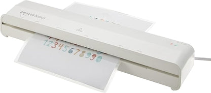 Basics 12-Inch Thermal Laminator Machine with Rapid Warm-Up (1 min), 20 Assorted Laminating Pouches Included, White