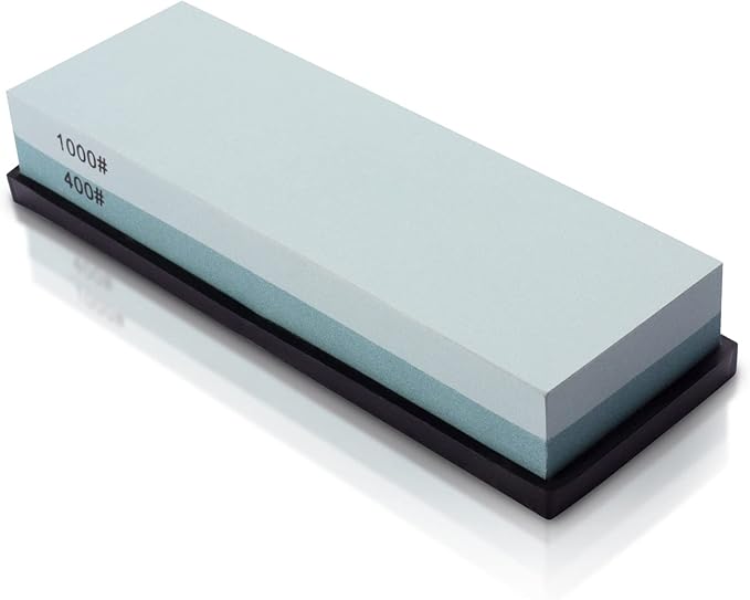 Knife Sharpening Stone 4001000 Whetstone Sharpening Stone with Non-Slip Rubber Base for Kitchen, Hunting, and Pocket Knives or Blades