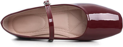 Women's Slip on Flats,Classy Round Toe Solid Classic Mary Jane Ballet Dance Shoes Soft Comfortable PU Flat Shoes