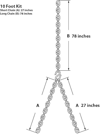 Heavy Duty 700 Lb Porch Swing Hanging Chain Kit - Color: Silver (10 Foot Ceiling)