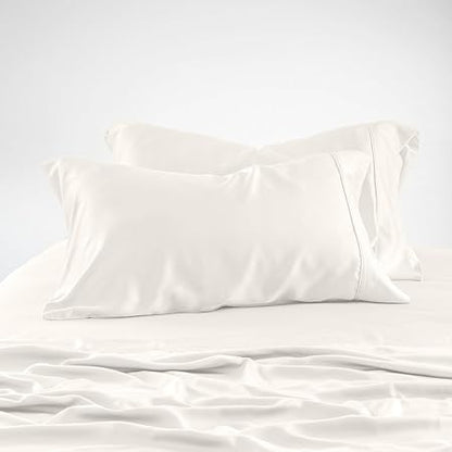 Olive  Crate Tencel Eucalyptus Pillowcases - 100 Tencel Lyocell Cooling Pillow Cases for Hot Sleepers - Hypoallergenic, Moisture-Wicking, Silk Alternative, Vegan - Standard Size Set of 2 Ivory