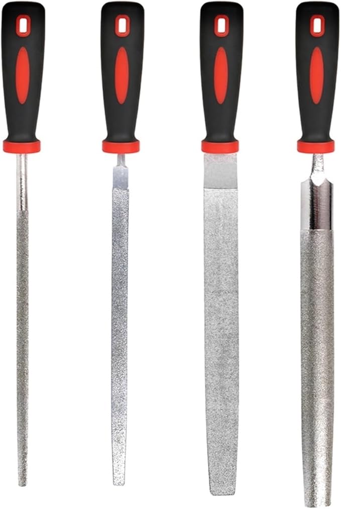 8 Inch Diamond Coated Round File Needle File with Non-Slip Rubber Handle for Metal Wood 120 Grit