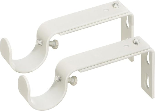 Ivilon Adjustable Brackets for Curtain Rods - for 1 or 1 1/8 Inch Rods. Set of 2 - Ivory