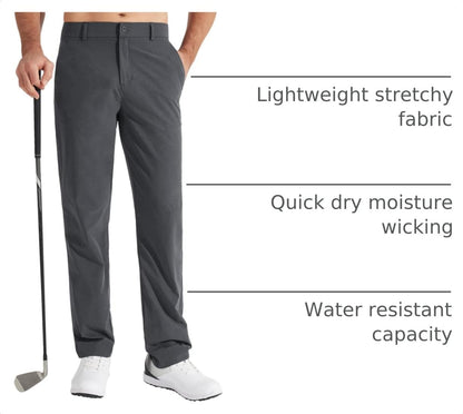 Libin Mens Golf Pants Stretch Work Dress Pants 30"/32"/34" Quick Dry Lightweight Casual Comfy Trousers with Pockets