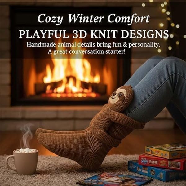 Animal Socks - 2026 New Hug Socks, Sloth socks, Cute Funny 3D Knit Animal Sock for Women Kids Christmas Gifts