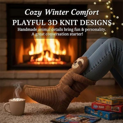 Animal Socks - 2026 New Hug Socks, Sloth socks, Cute Funny 3D Knit Animal Sock for Women Kids Christmas Gifts