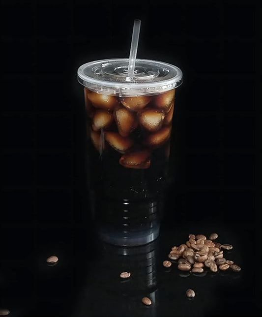 Tankon,100 Sets - 32 oz. Disposable Clear Plastic Cups With Lids and PLA Boba Straws 32oz.