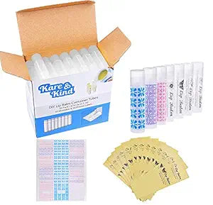Lip Balm Container Tubes - 50-Pack - DIY - Transparent- 316 Oz (5.5 ml) - Including 50 Writeable  50 Printed Lip Balm Stickers - Twist Mechanism and a Cap - Empty
