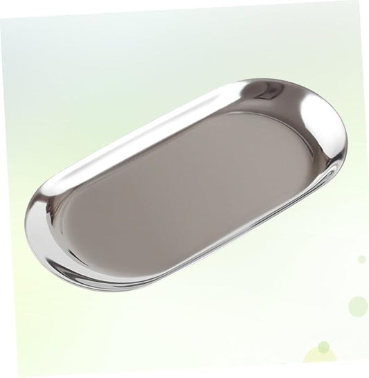 Nordic Wind Large Jewelry Storage Tray Mirror Polished Stainless Steel Snack Tray for Home